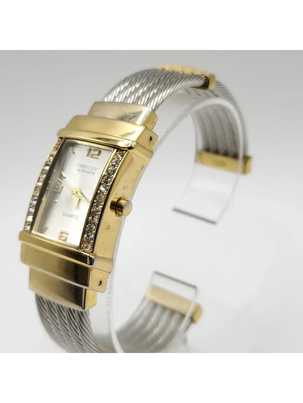 Embassy By Gruen Watch Women New Battery 21mm Two-Tone Silver Tone Dial